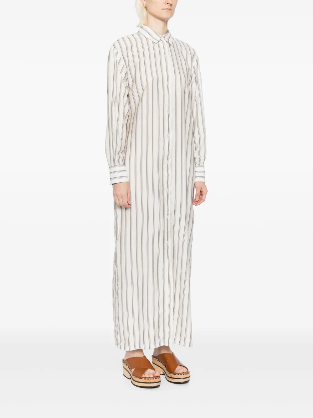 Bambah Hannah gestreepte jurk Beige