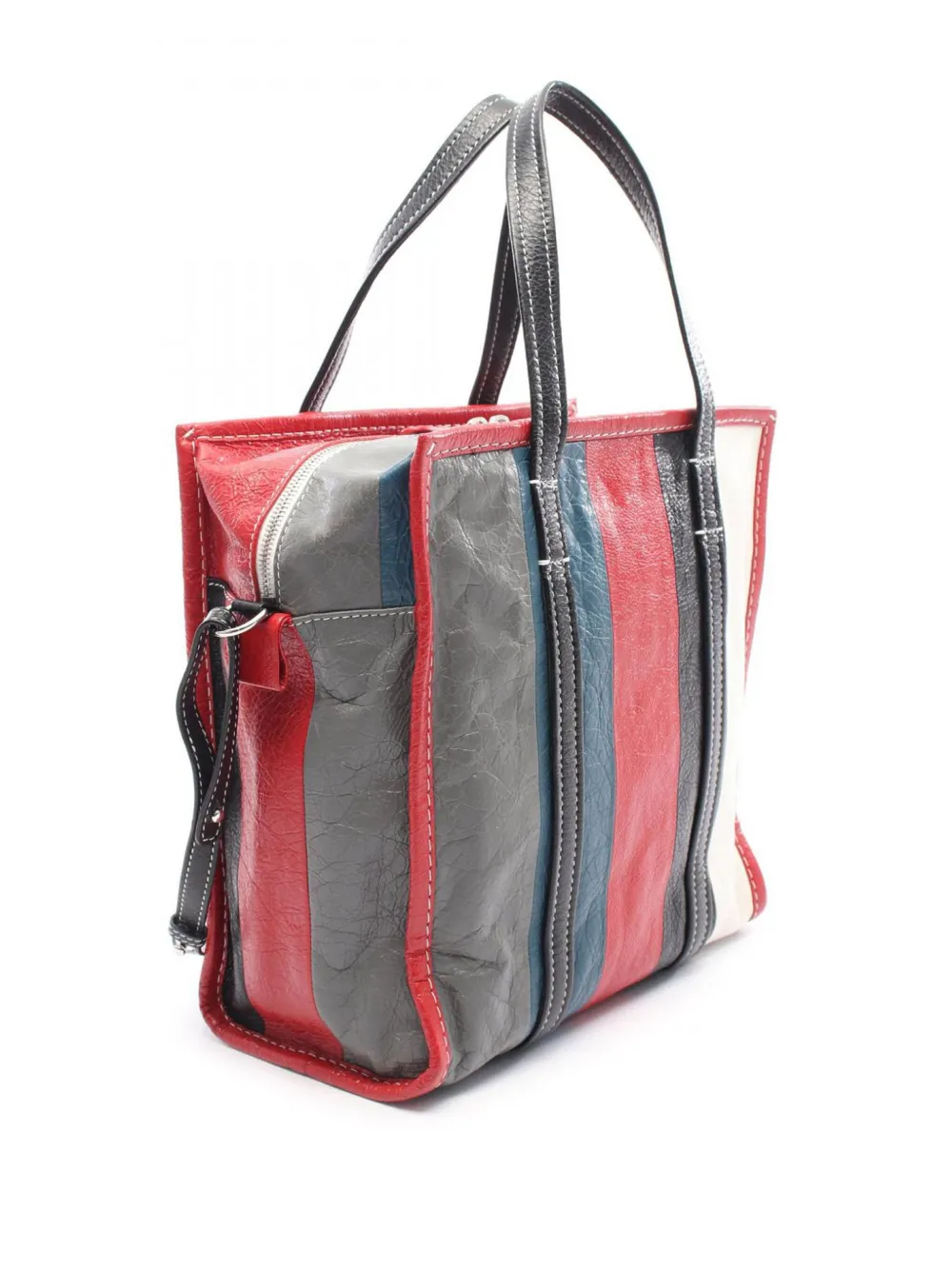 Pre-owned Balenciaga 2016-2025 S Lambskin Bazar Shopper Satchel Tote Bag In Red