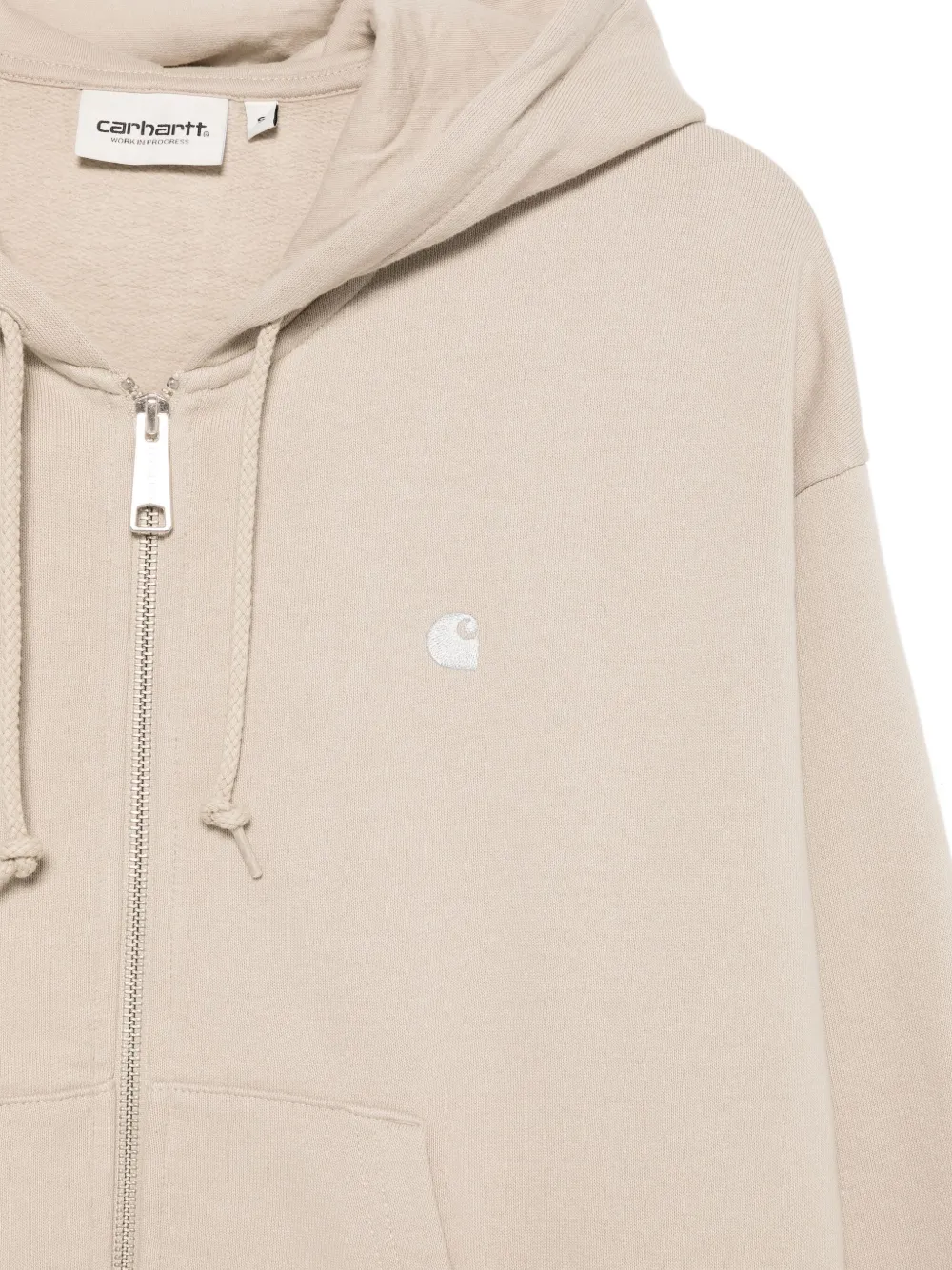 Carhartt WIP Katoenen hoodie met rits Beige