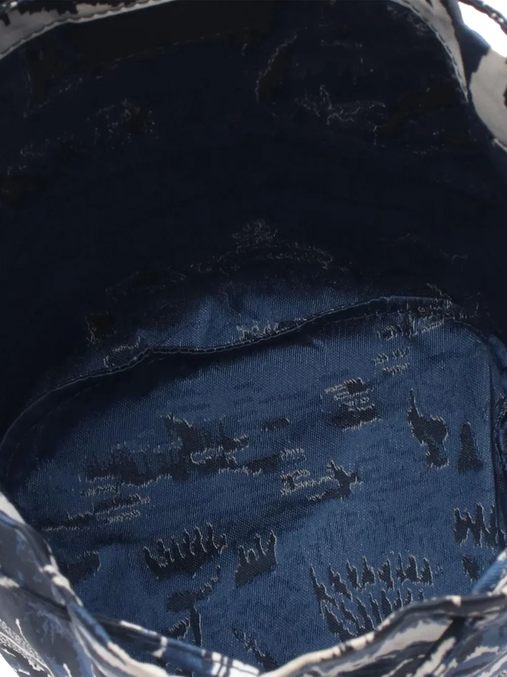 Pre-owned Dior 2021 Technical Fabric Embroidered Palm Tree Toile De Jouy Travel Drawstring Pouch In Blue