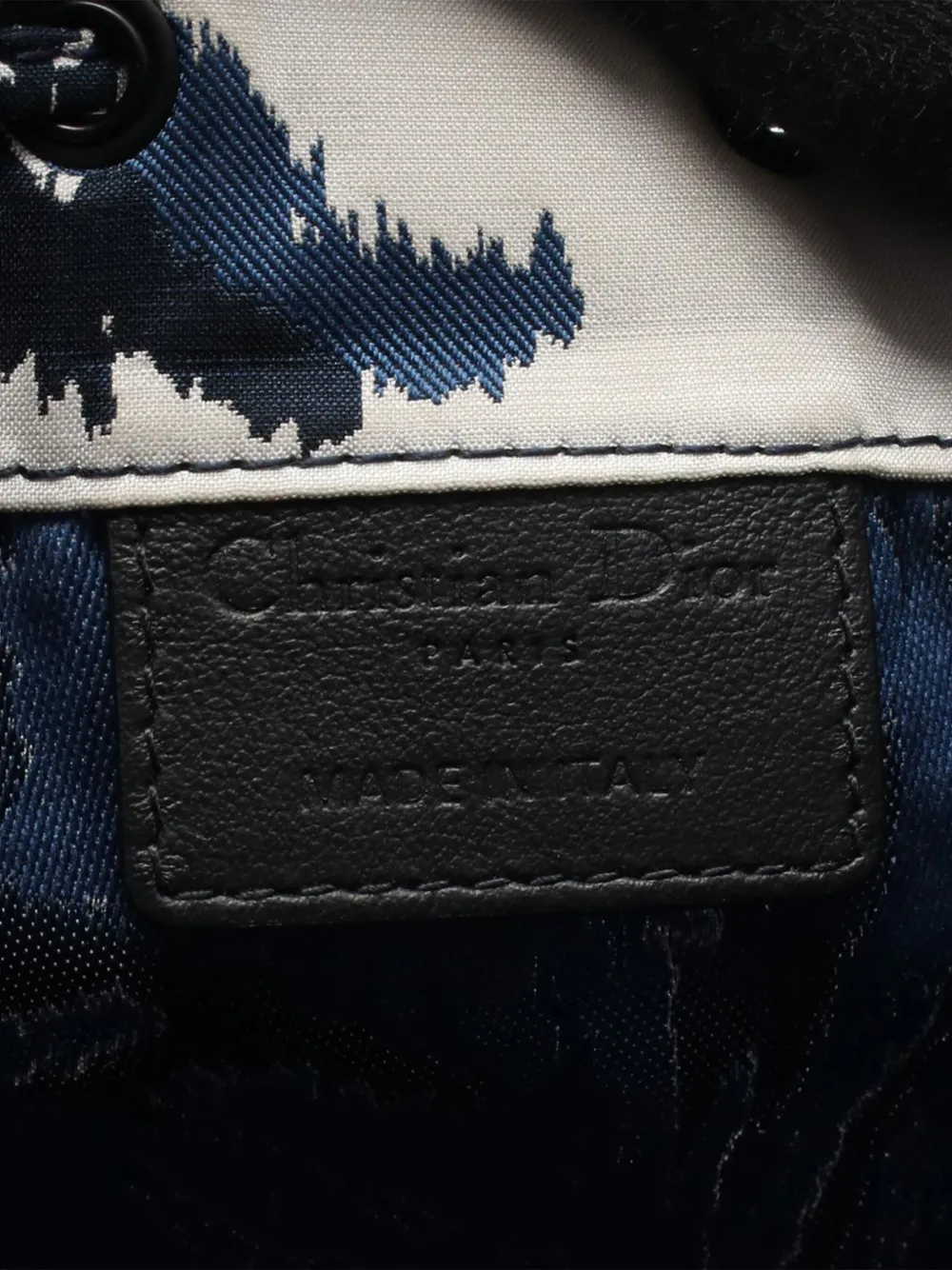 Pre-owned Dior 2021 Technical Fabric Embroidered Palm Tree Toile De Jouy Travel Drawstring Pouch In Blue