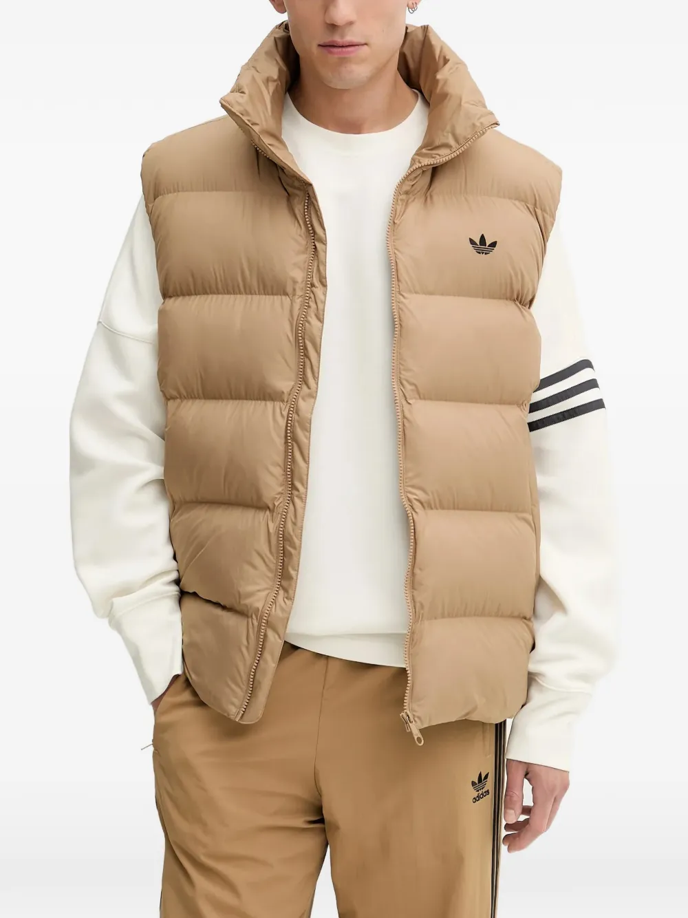 adidas funnel-neck logo-print padded gilet | Neutrals | Image 1