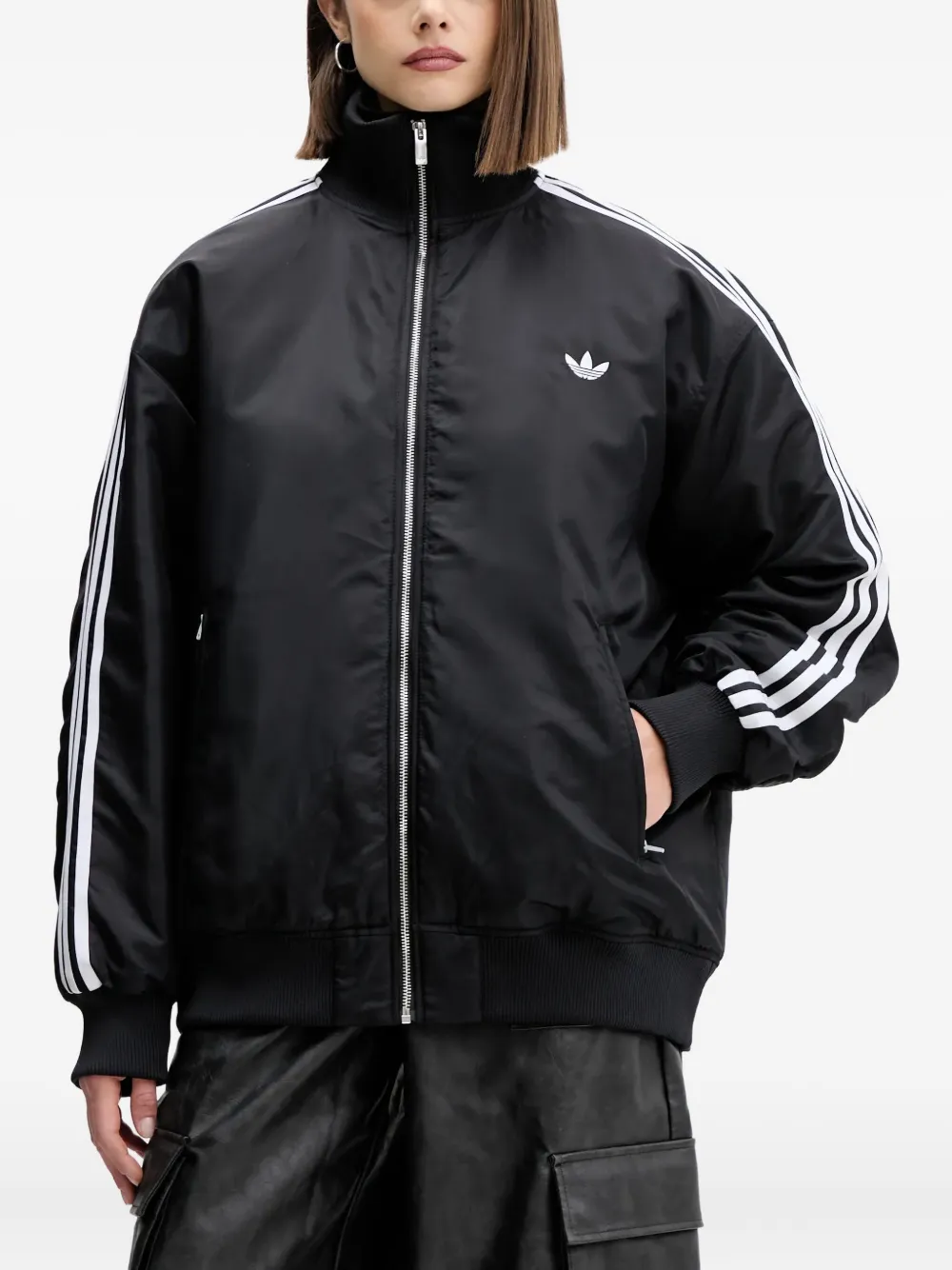 Adidas Originals 3-stripes Zip Bomber Jacket In Black