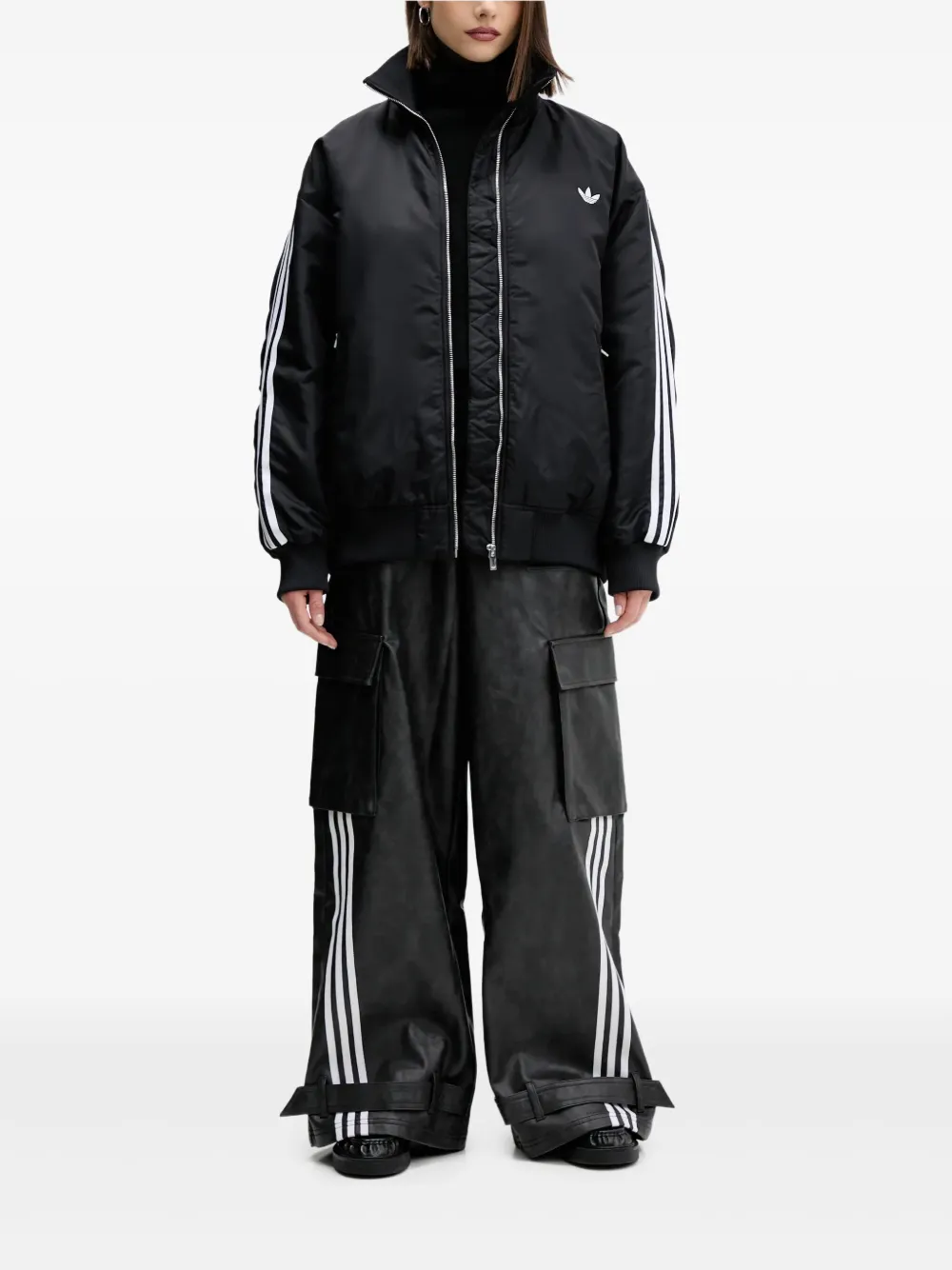 Adidas Originals 3-stripes Zip Bomber Jacket In Black