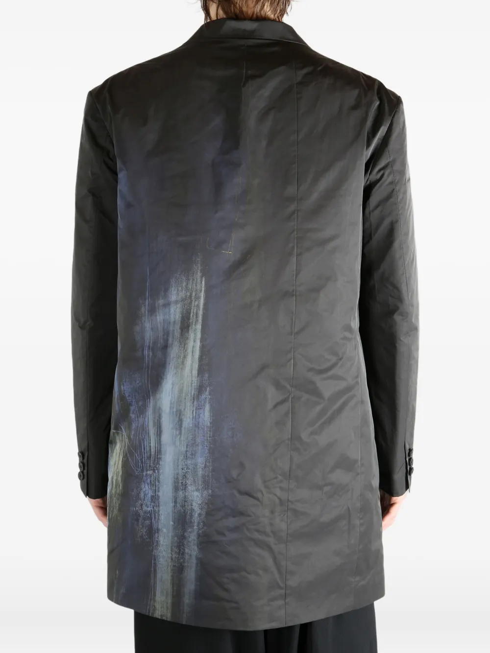 Yohji Yamamoto Abstract-print Single-breasted Jacket In Gray