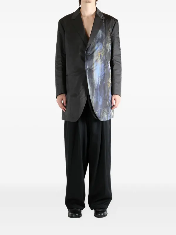 Yohji Yamamoto abstract-print single-breasted Jacket | Black