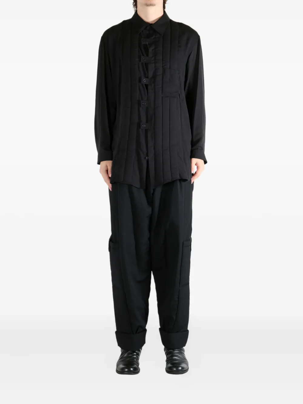Yohji Yamamoto quilted panelled coat - Zwart