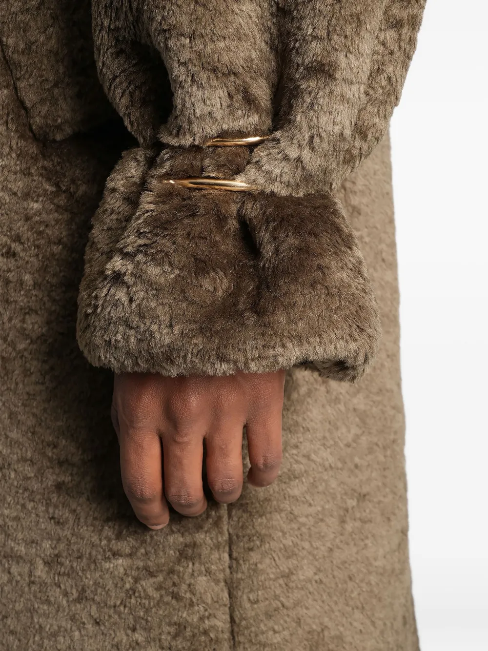 Darkpark Belted Single-breasted Teddy Coat In Green