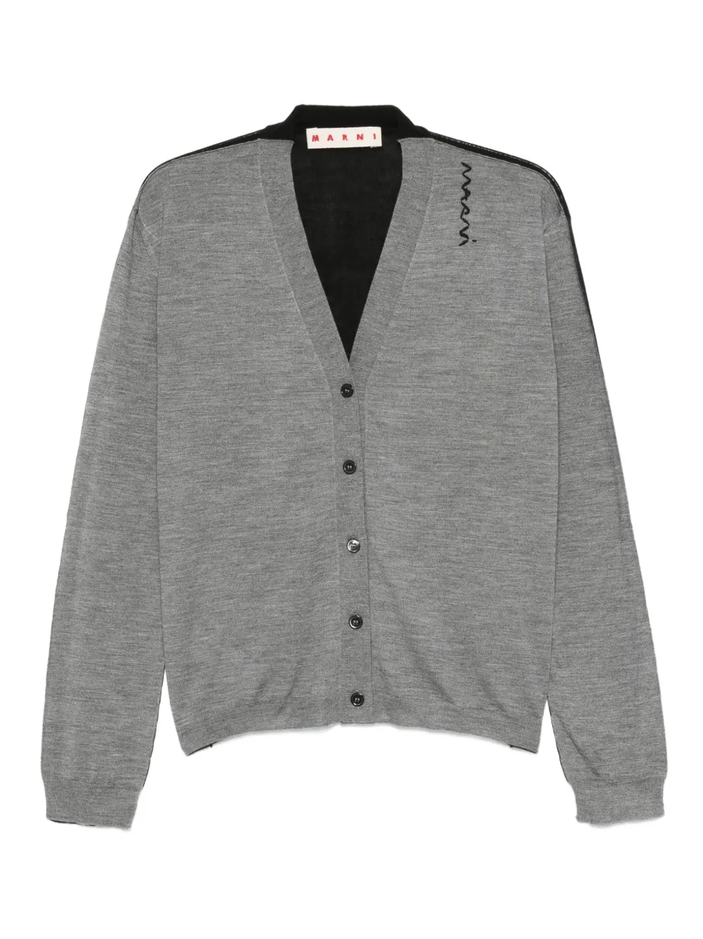 Marni Contrast-panel Button Cardigan In Gray