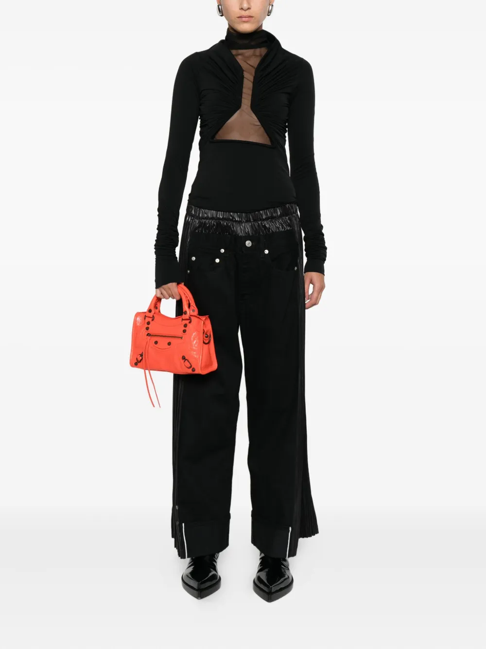 Junya Watanabe Broek met geplooid vlak - Zwart
