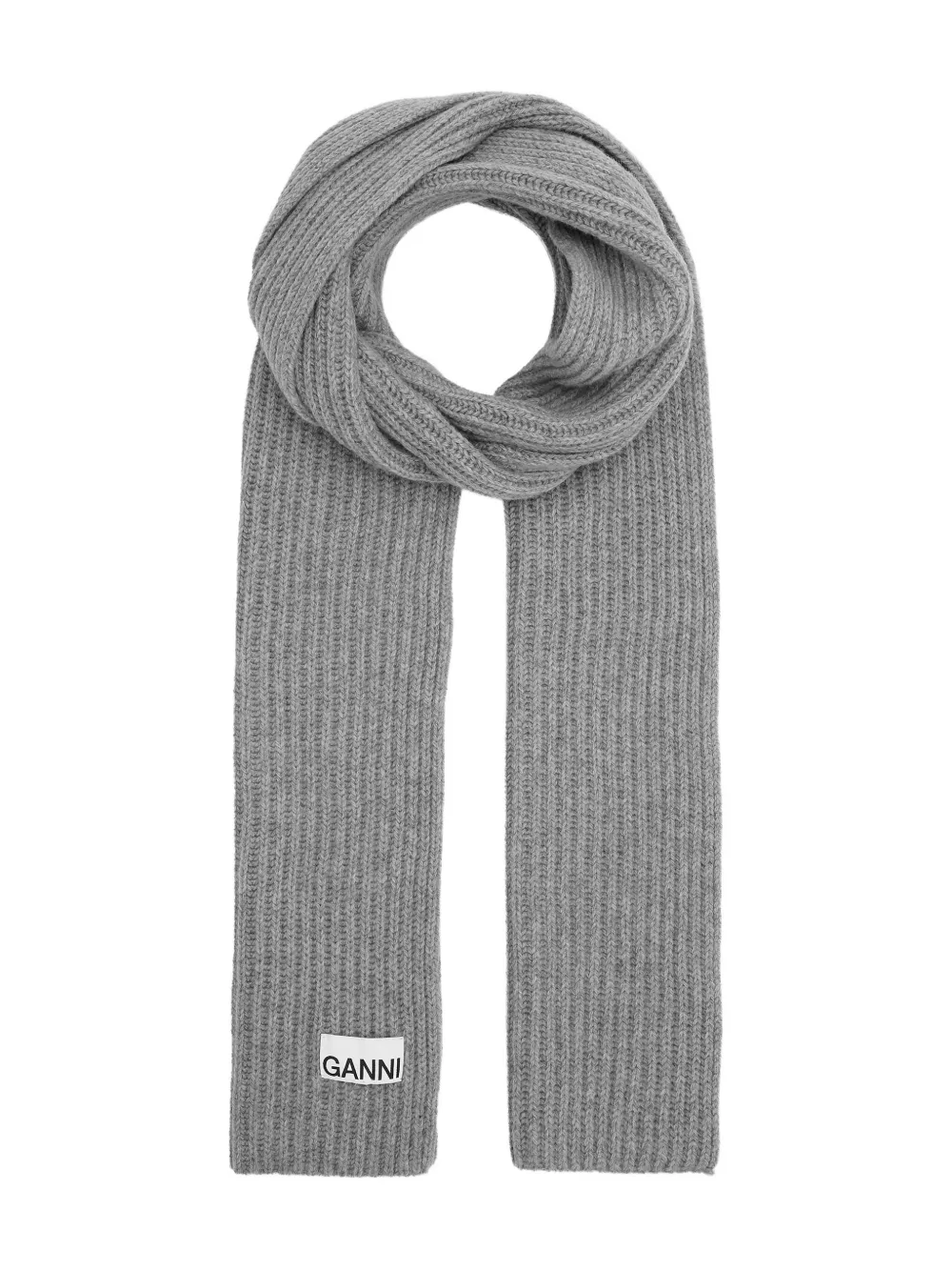 GANNI ribbed-knit scarf - Grijs