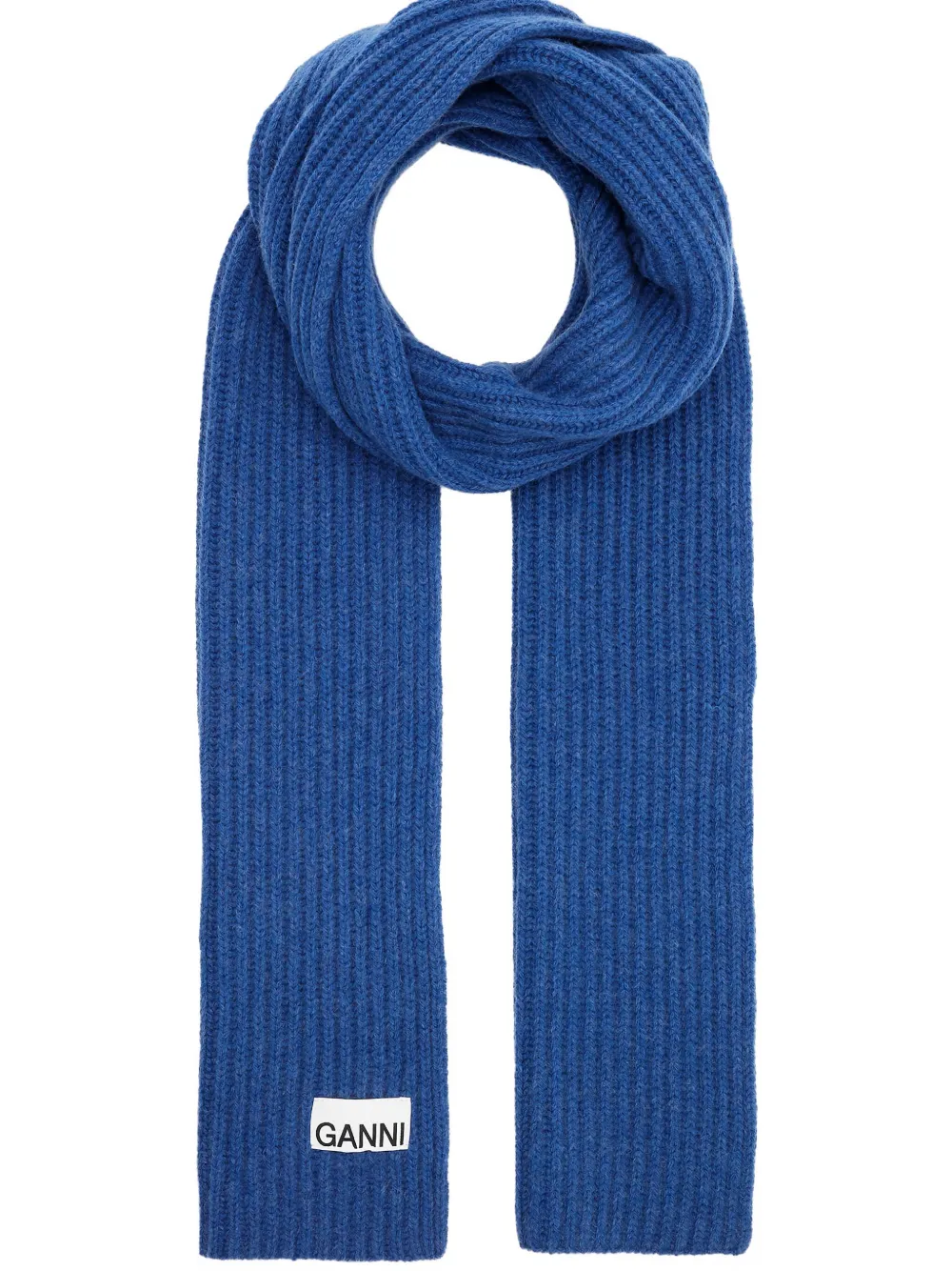 GANNI ribbed-knit scarf - Blauw