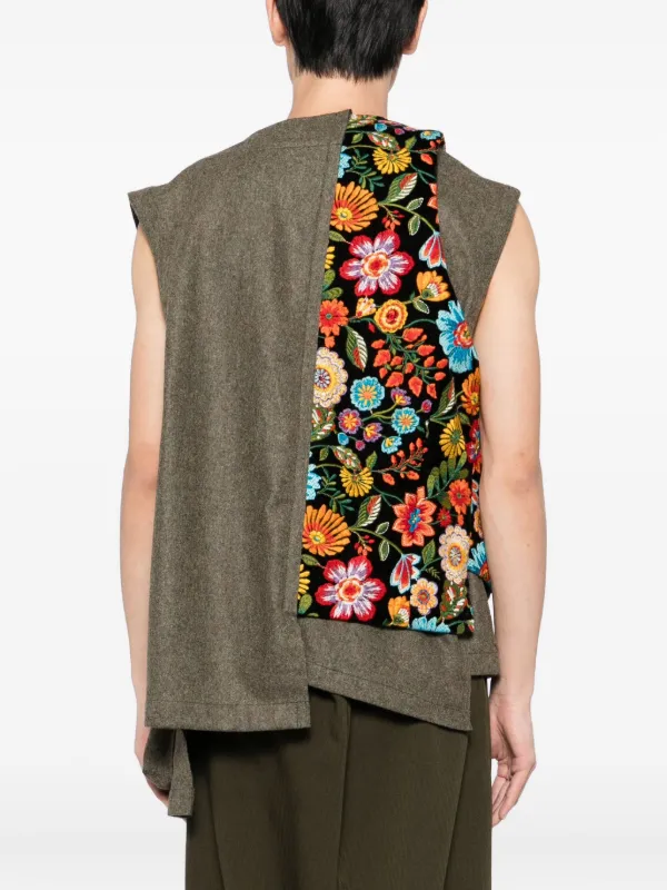 Comme Des Garçons Homme Plus floral-embroidered Gilet | Green