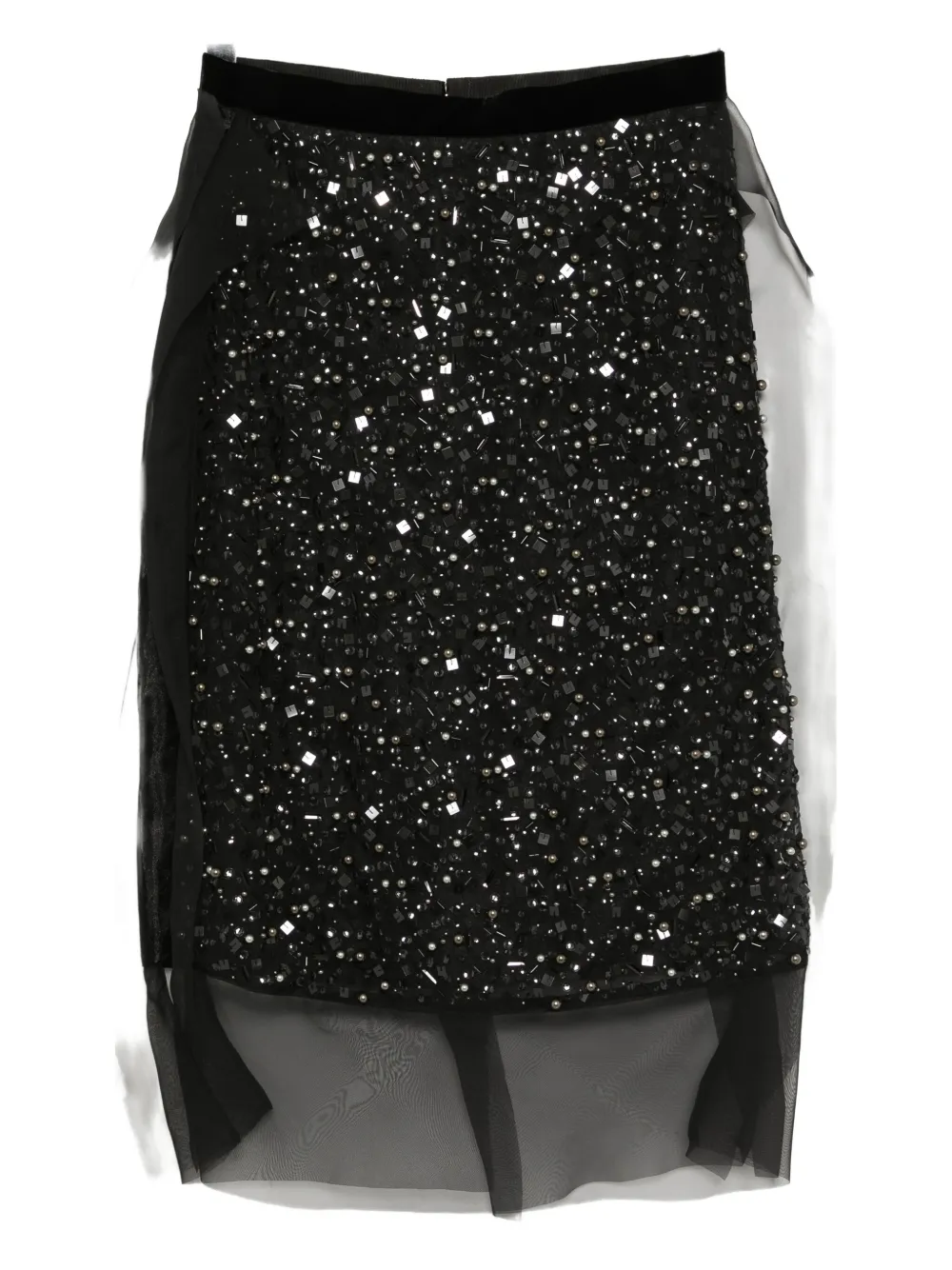 Sacai Sequin-embellished Skirt In Black