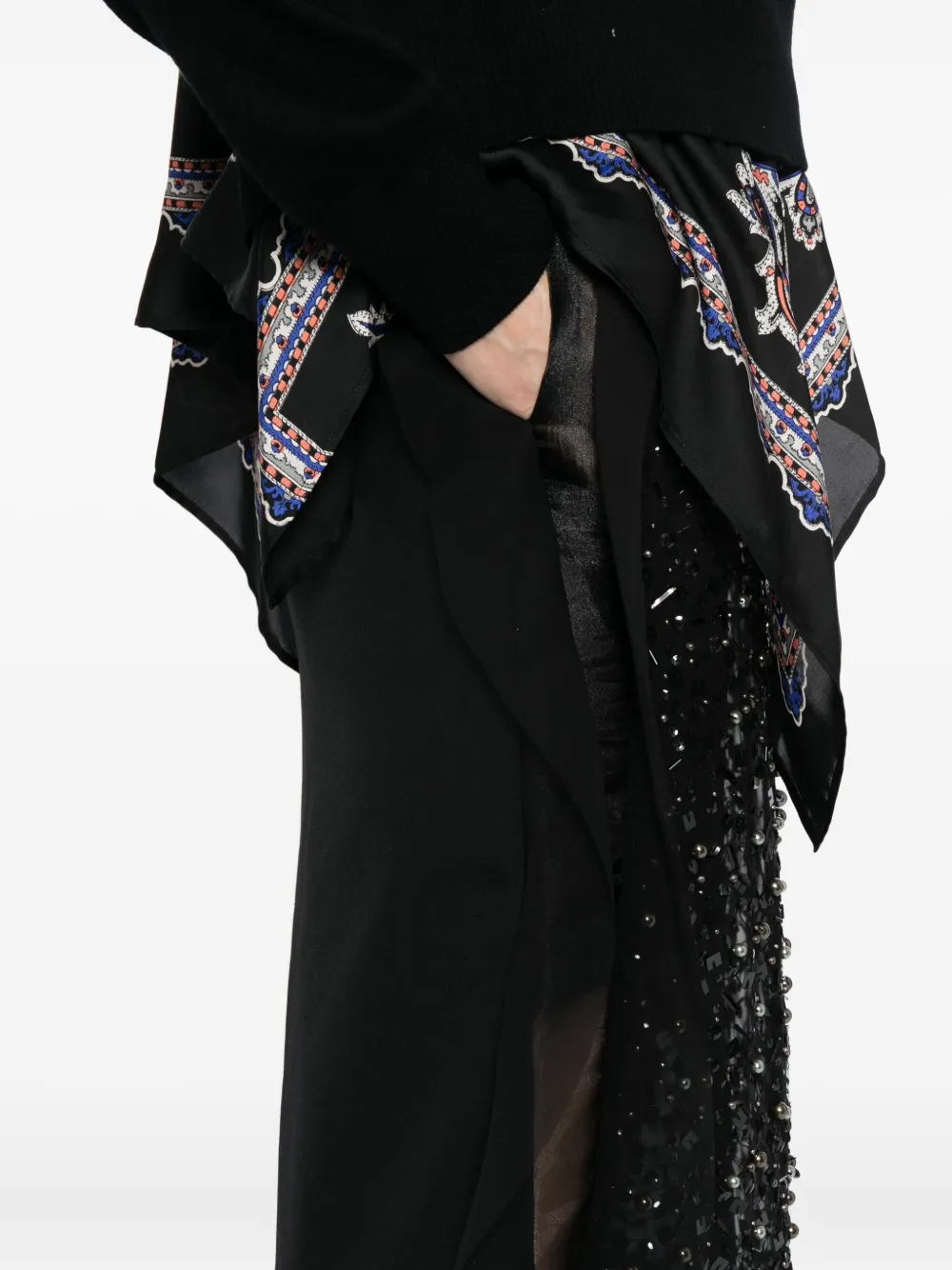 Sacai Sequin-embellished Skirt In Black