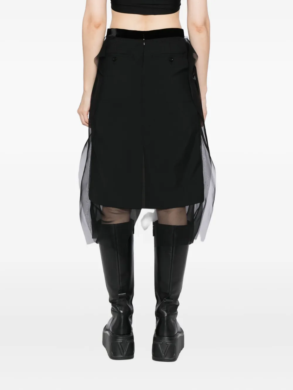 Sacai Sequin-embellished Skirt In Black