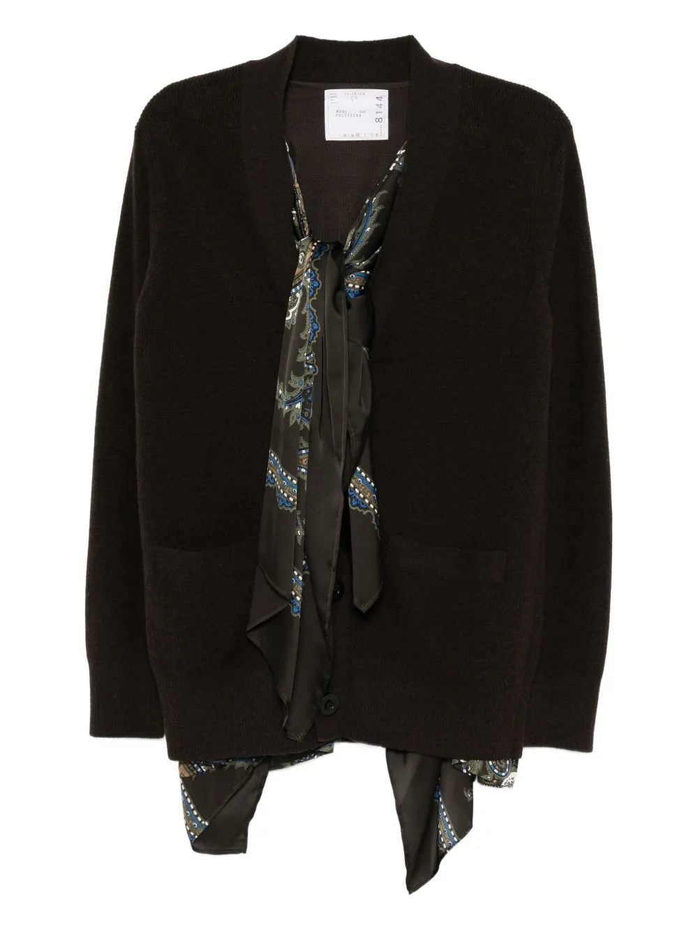 sacai cárdigan con capa de bandana | marrón | Image 1