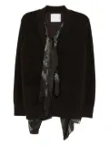 sacai bandana-layered wool cardigan - Brown