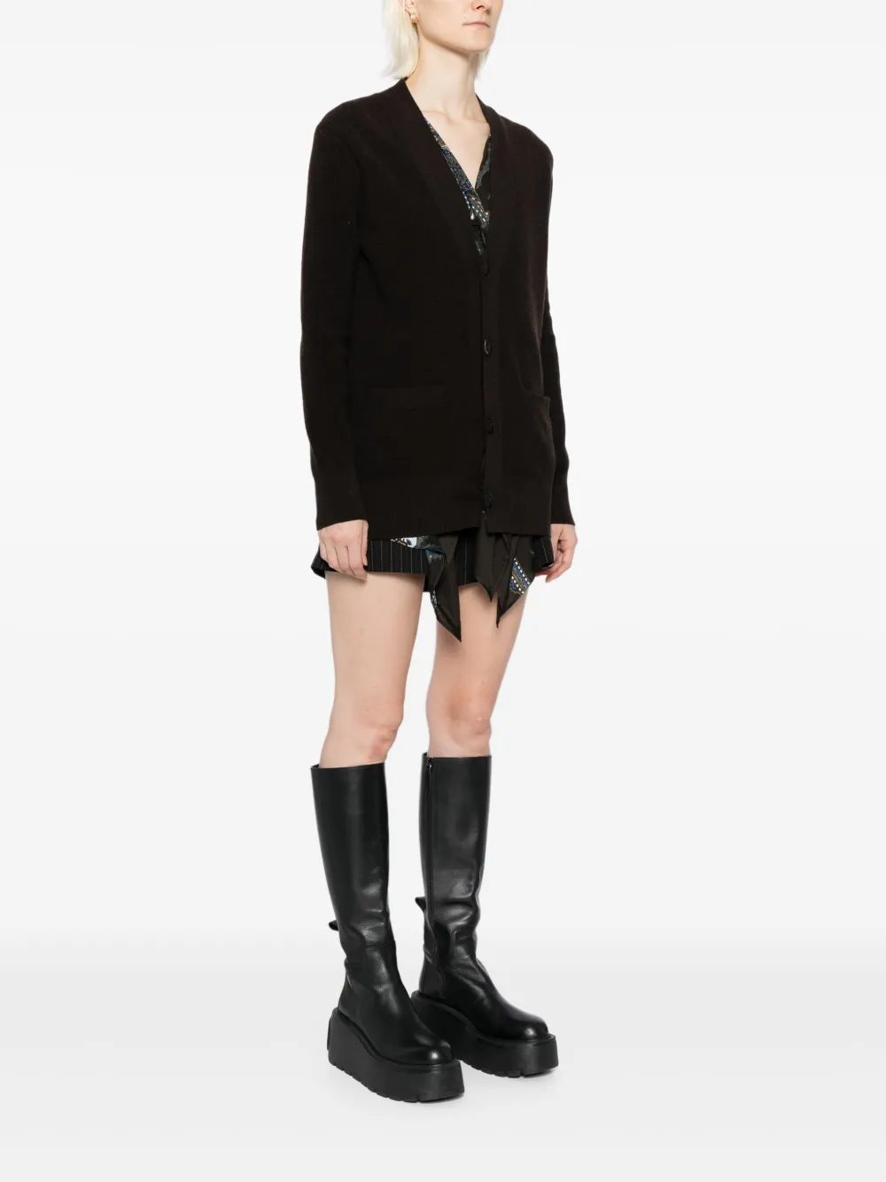 sacai Wollen vest met bandana-laag Bruin