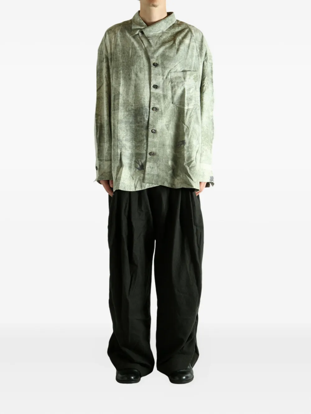 Ziggy Chen buttoned chest-pocket shirt - Groen