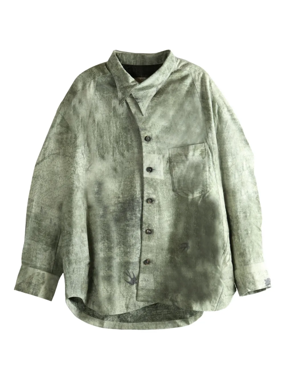 Ziggy Chen buttoned chest-pocket shirt | Green | Image 1