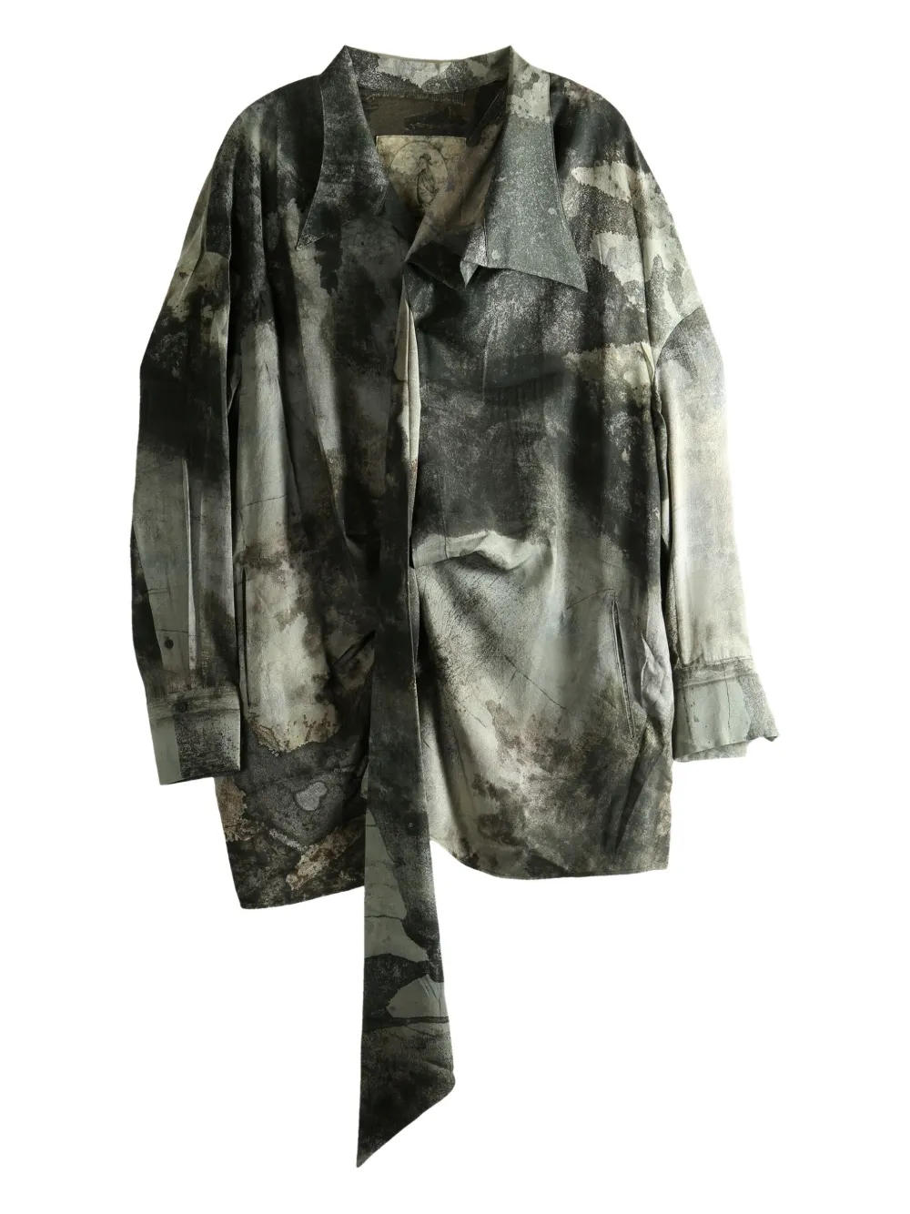 Ziggy Chen tie-detail shirt | Green | Image 1