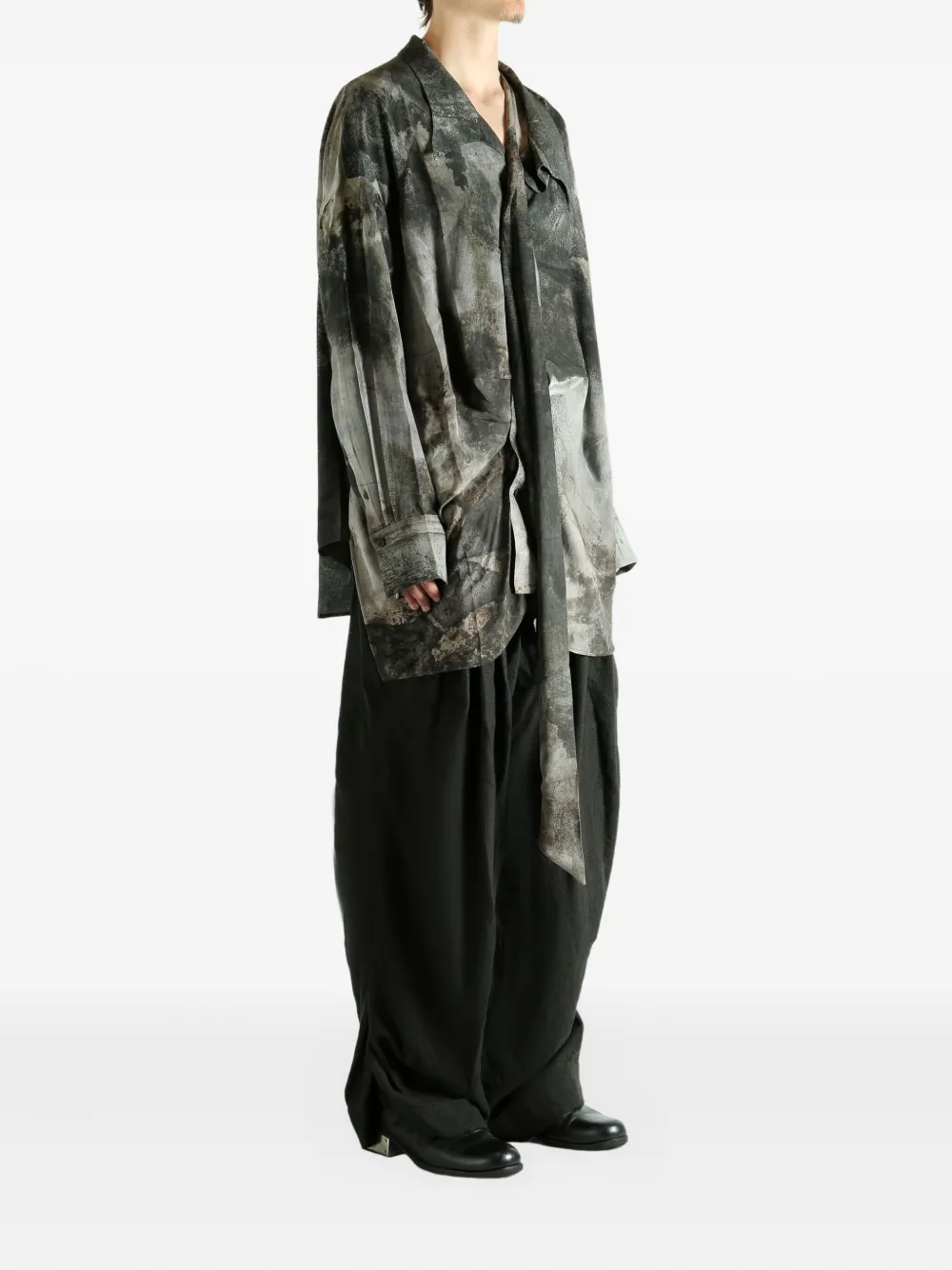 Ziggy Chen Overhemd met strikdetail Groen