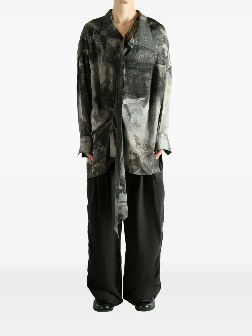 Ziggy Chen tie-detail shirt - Groen