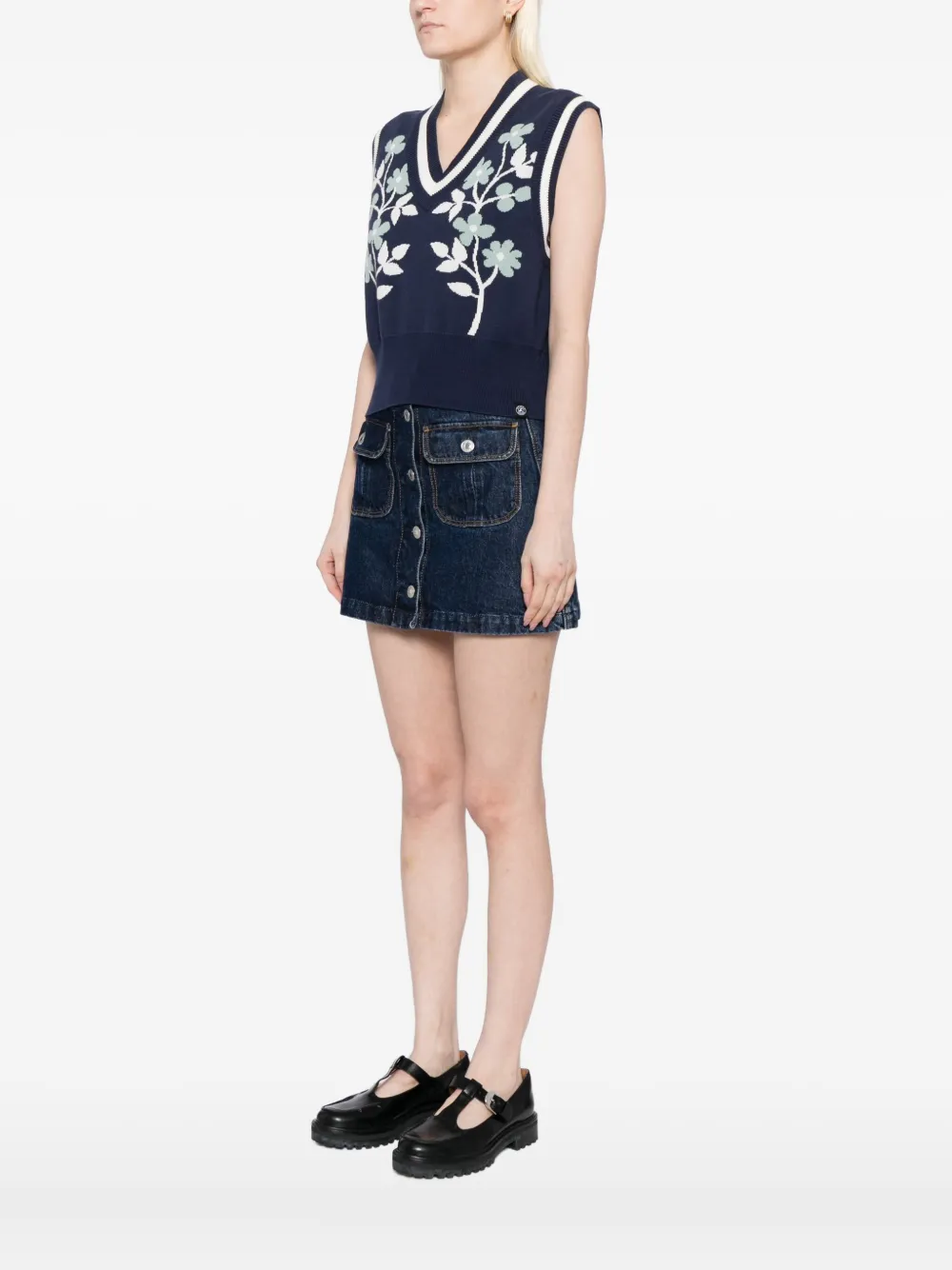 Sport B. By Agnès B. Flower Graphic Sweater Vest In Blue