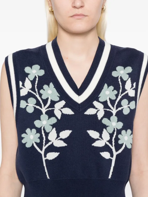 SPORT b. By Agnès b. Flower Graphic Sweater Vest | Blue | FARFETCH