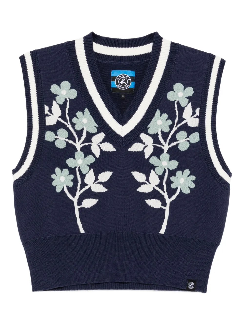 SPORT b. by agnès b. フローラル ニットベスト - ブルー SPORT b. by agnès b. フローラル ニットベスト - ブルー