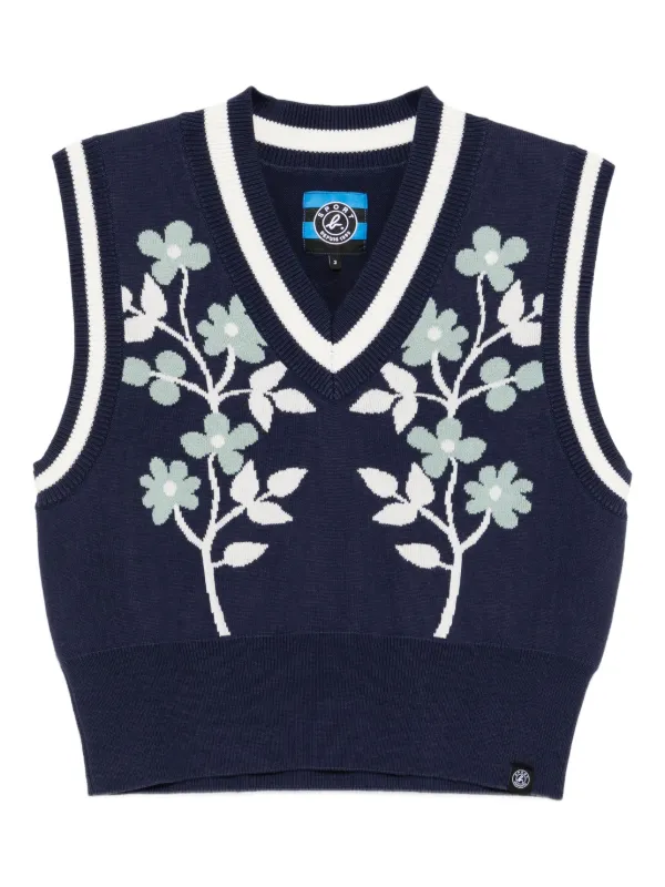 SPORT By Agnès Flower Graphic Sweater Vest Blue FARFETCH IN