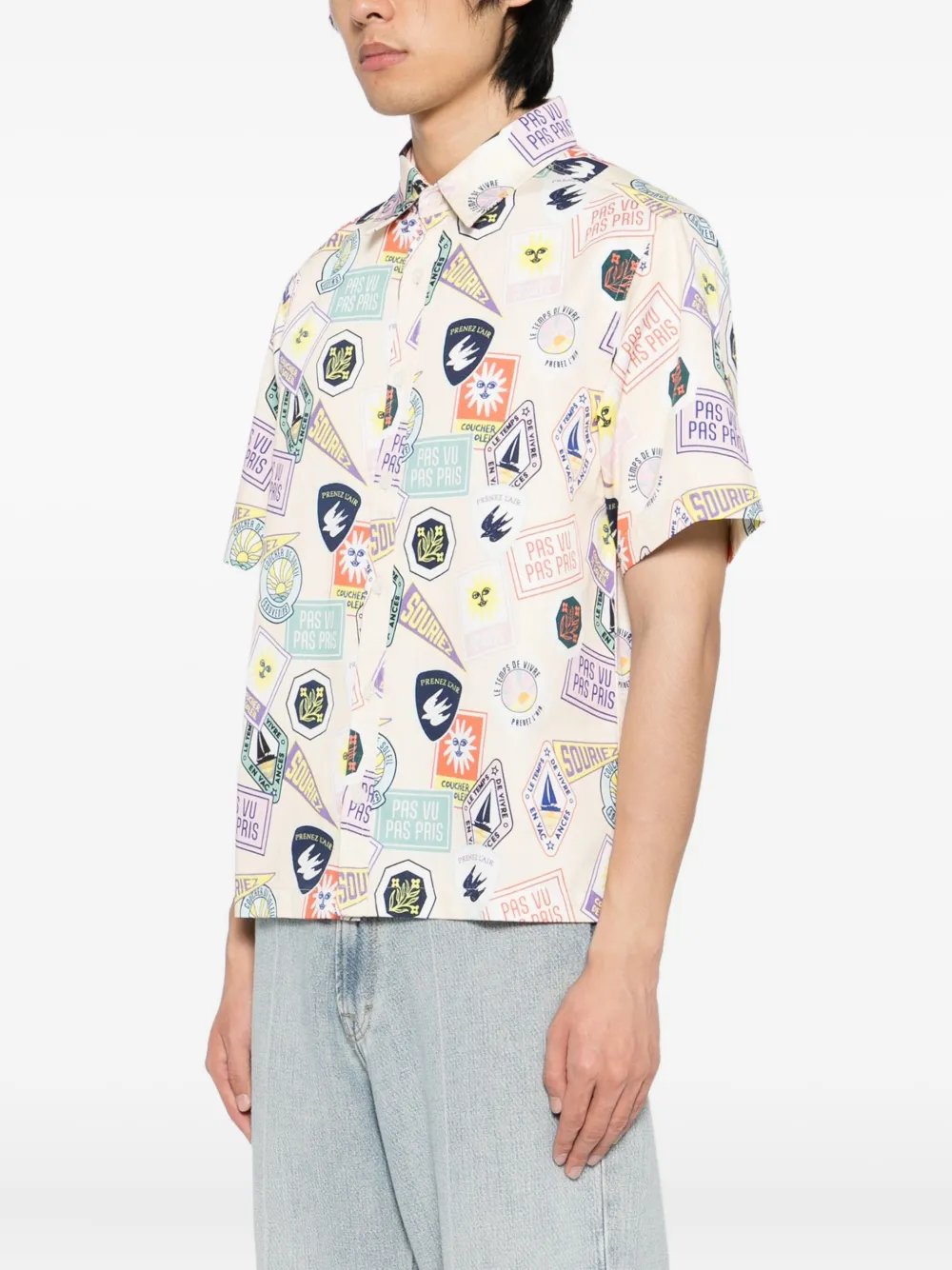 SPORT b. by agnès b. Overhemd met badge print Beige