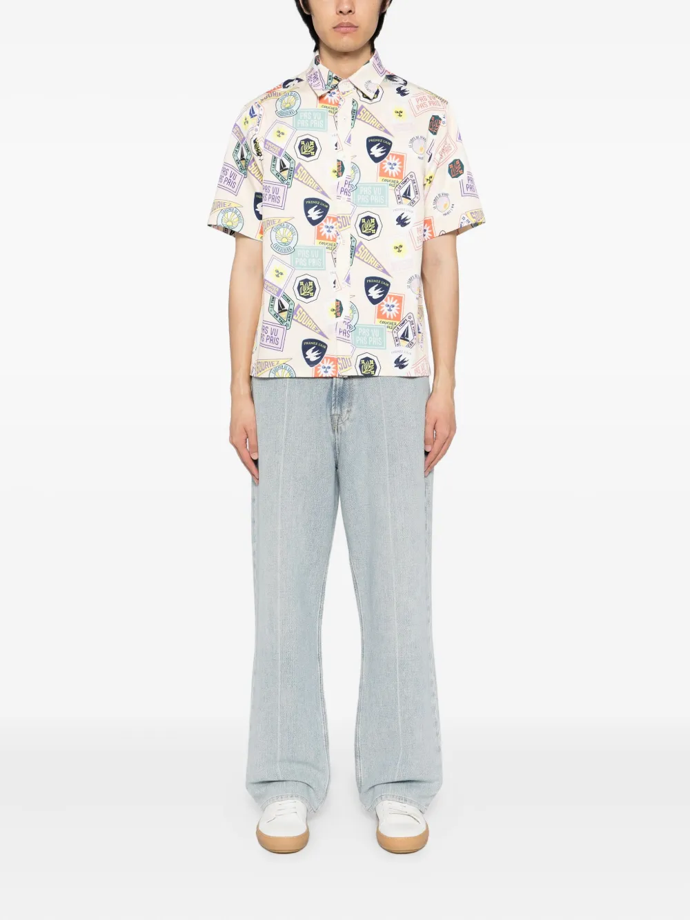 SPORT b. by agnès b. Overhemd met badge print - Beige