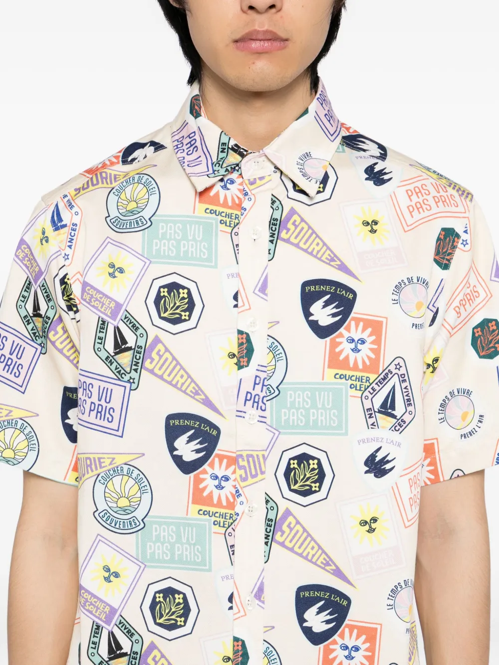 SPORT b. by agnès b. Overhemd met badge print Beige