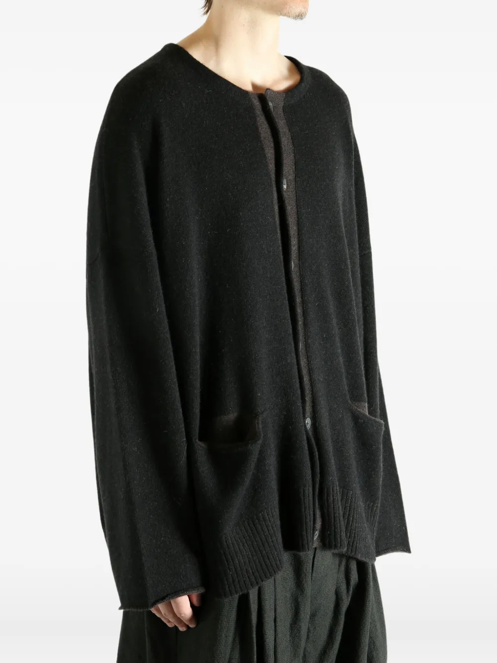 Ziggy Chen Pocket Button Cardigan In Brown