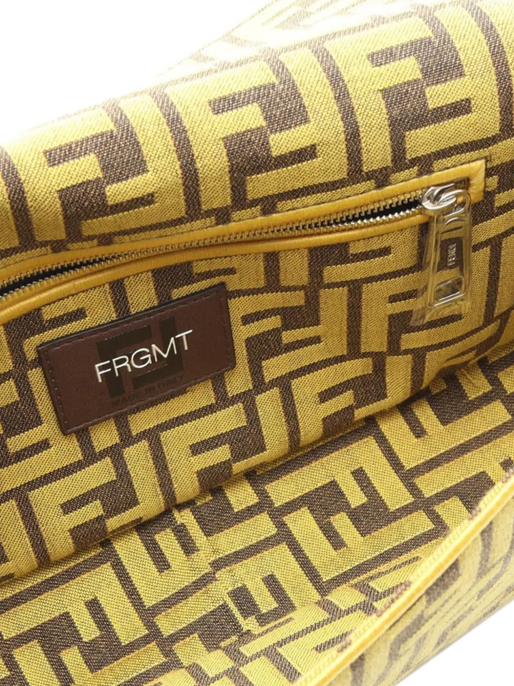 Pre-owned Fendi 2010-2025 Frgmt Zucca Embroidered Canvas Baguette Satchel In Brown