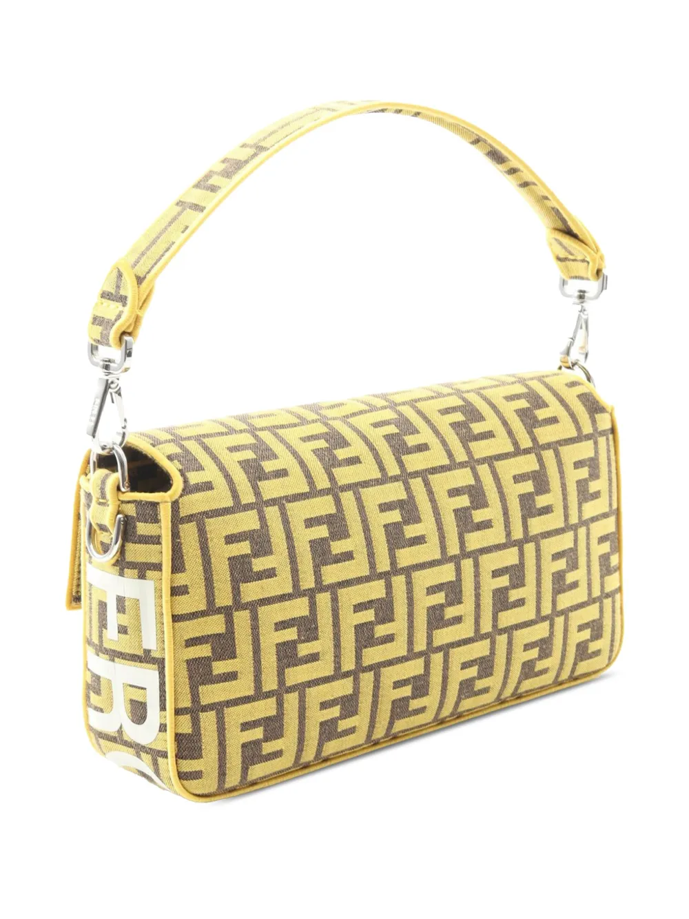 Pre-owned Fendi 2010-2025 Frgmt Zucca Embroidered Canvas Baguette Satchel In Brown