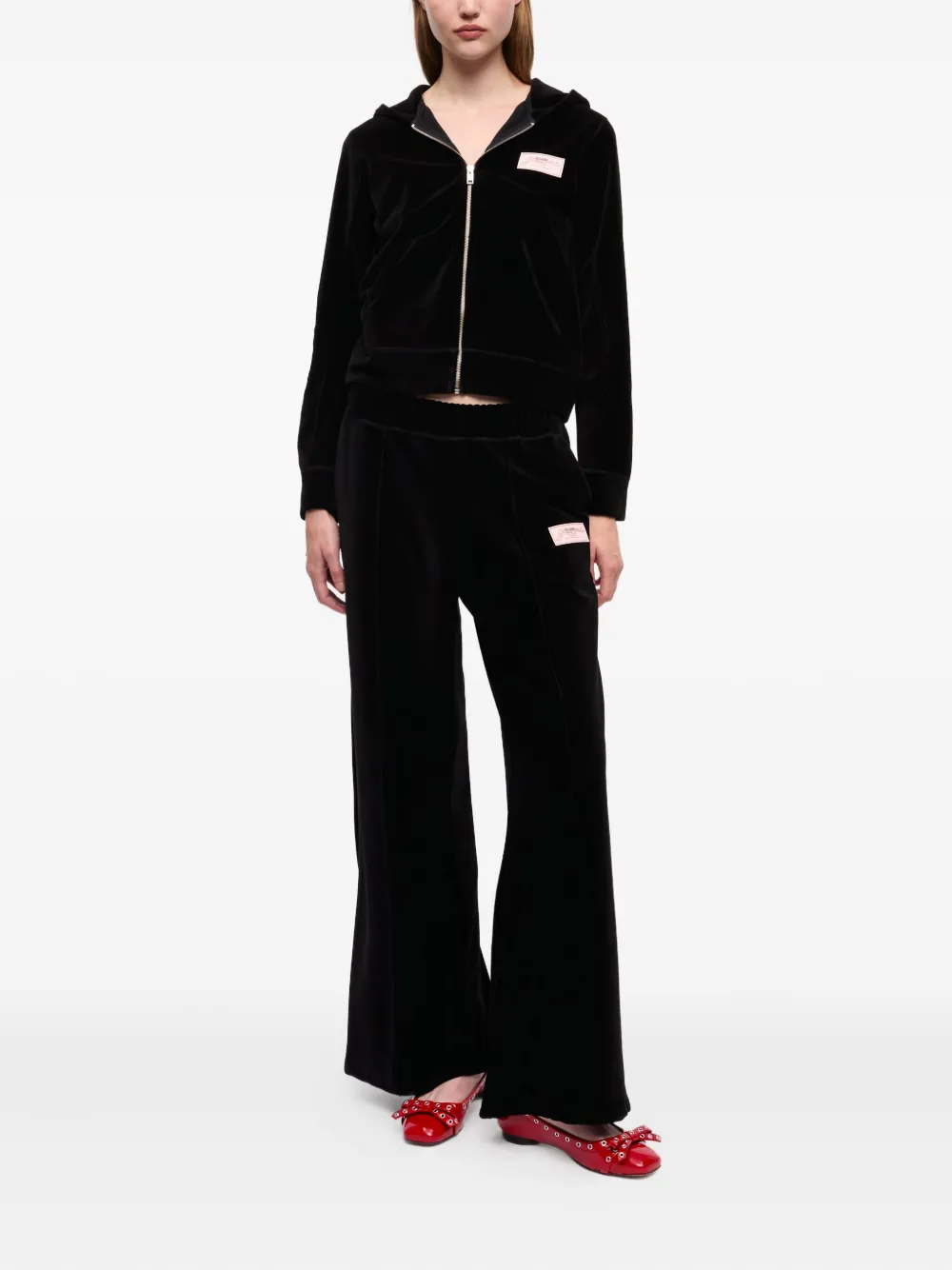 GANNI velour zip-up hoodie - Zwart