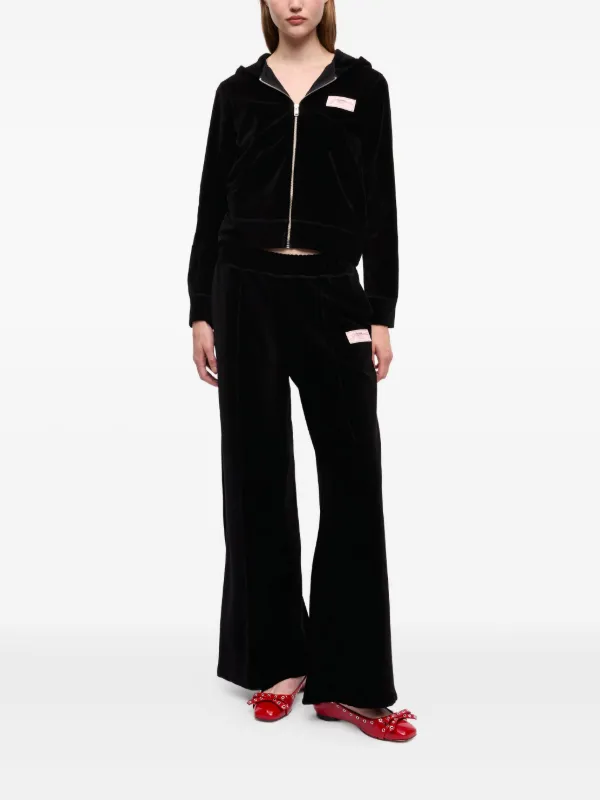 GANNI ロゴ　スエット上下セット　ブラック GANNI Velour zip-up Hoodie | Black | FARFETCH