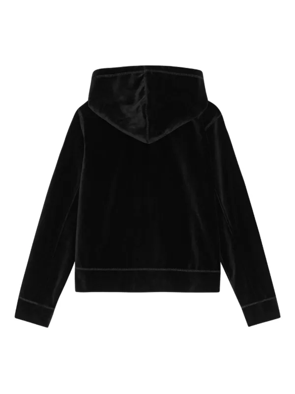 GANNI Velour zip-up Hoodie | Black | FARFETCH
