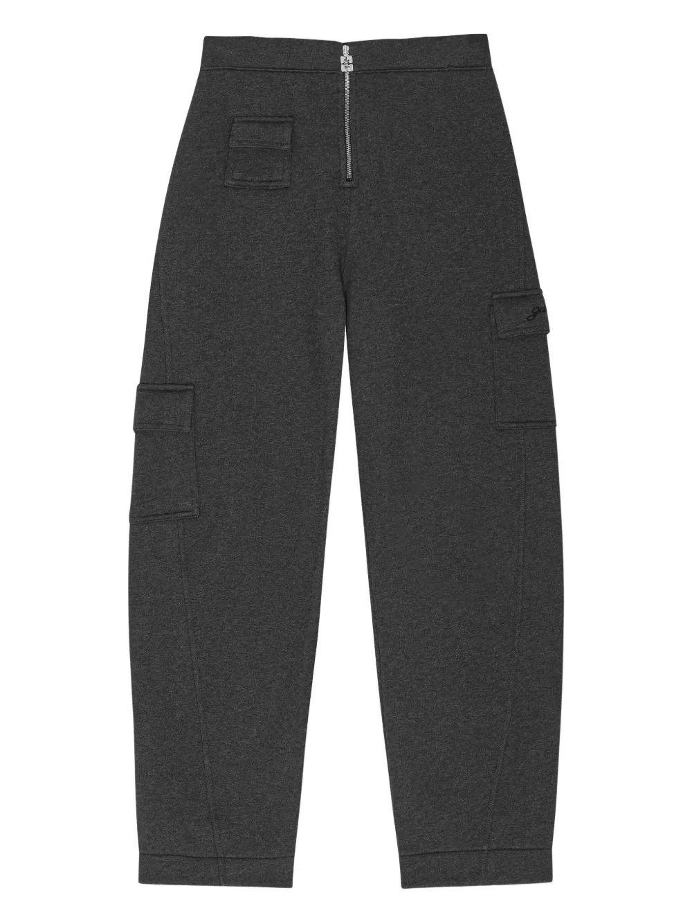 GANNI cargo-pockets zip-fly straight trousers - Grigio