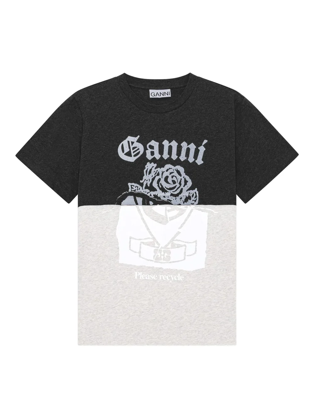 GANNI T-shirt in cotone con logo - Grigio