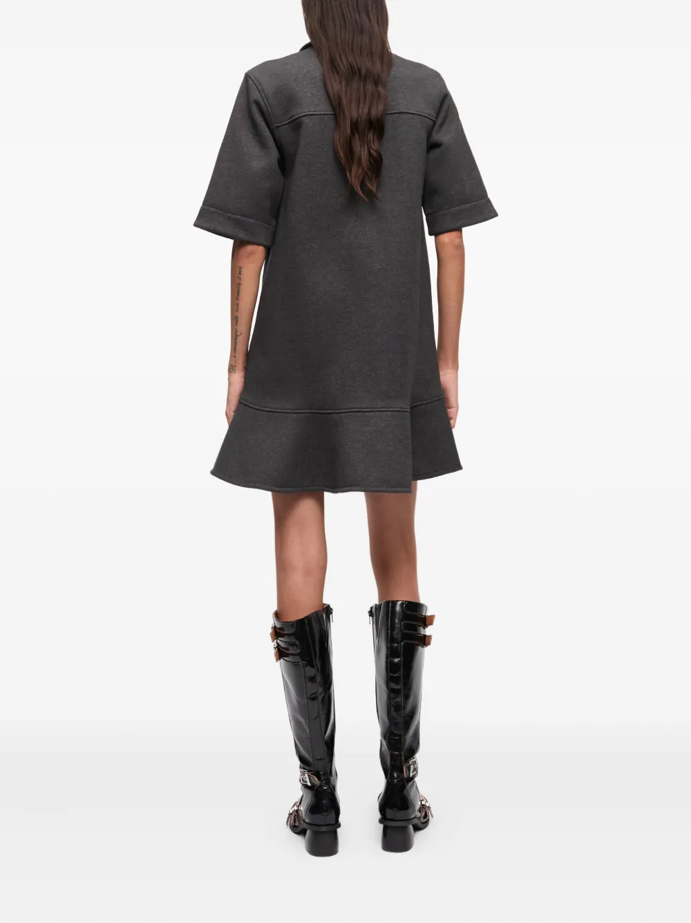 GANNI Mini-jurk met korte mouwen en ruches Grijs