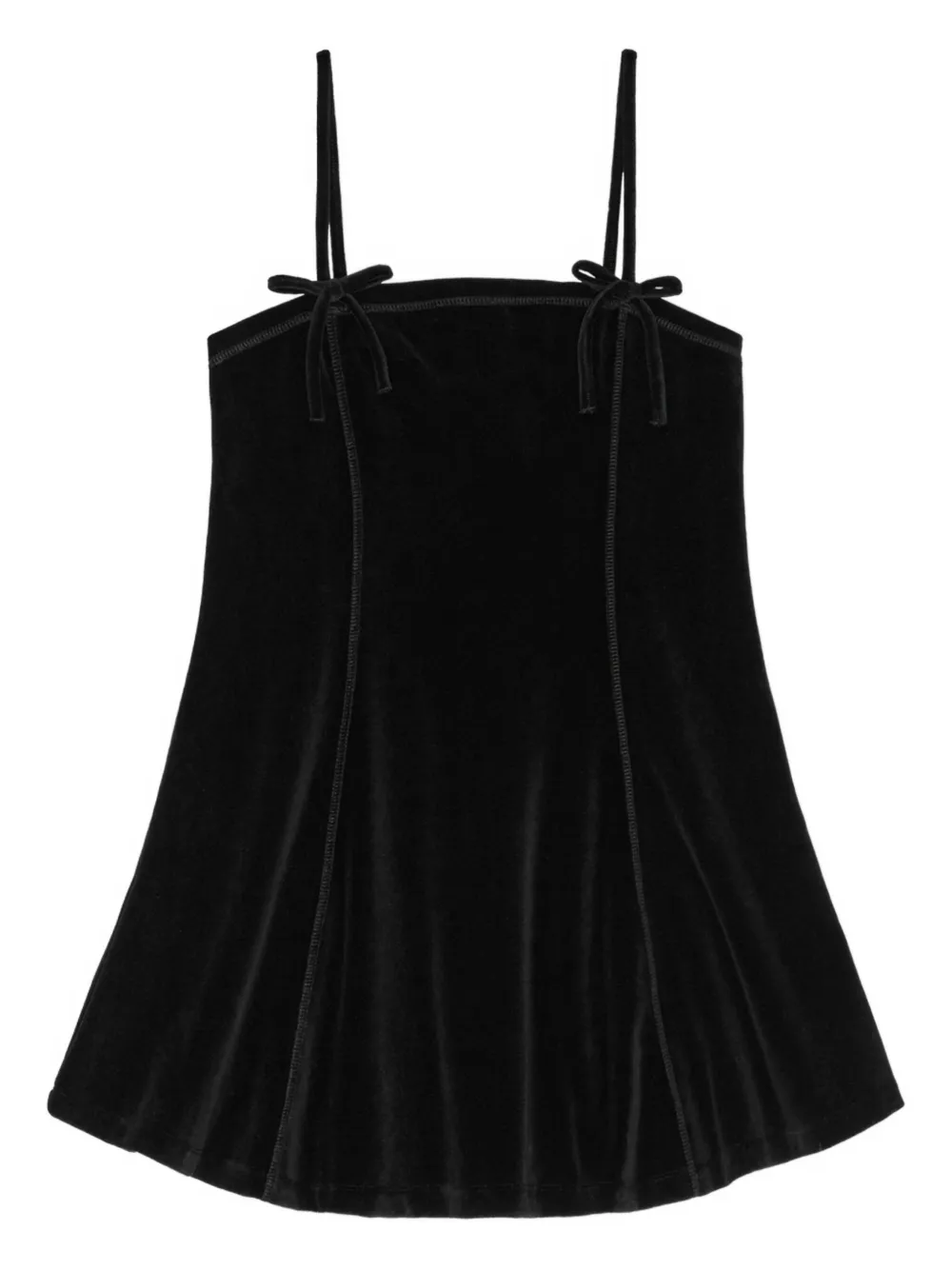 GANNI bow-detailing velvet mini party dress - Nero