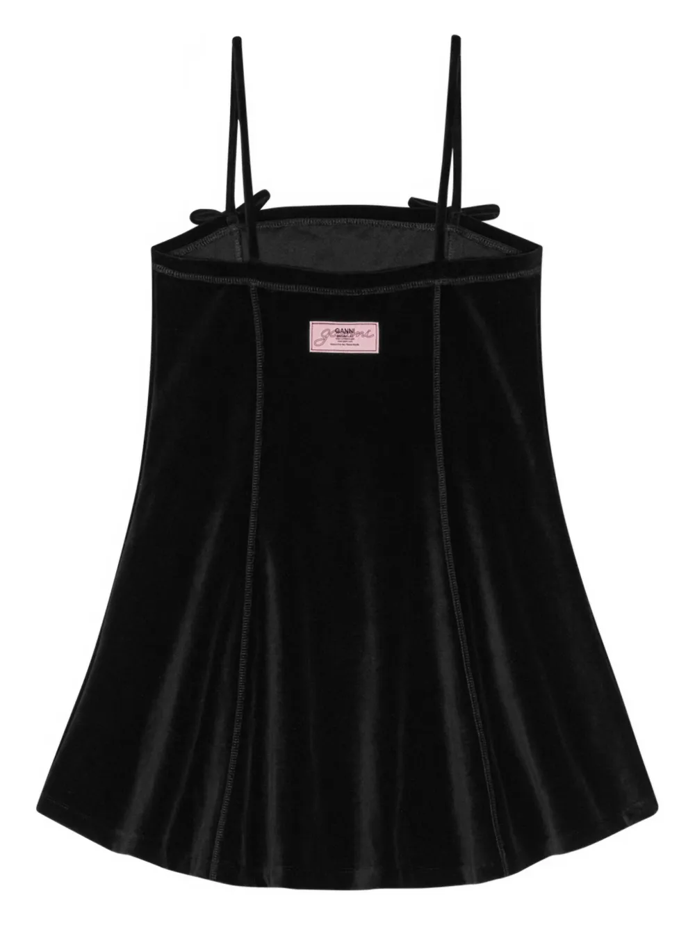 GANNI Fluwelen mini-jurk met strikdetail Zwart