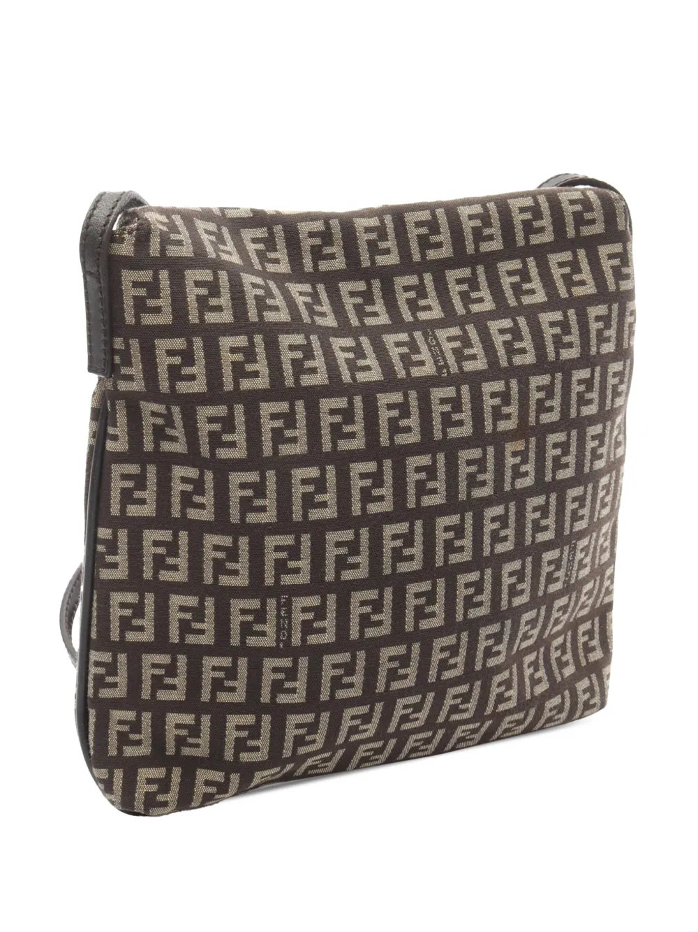 Pre-owned Fendi 2000-2010 Zucchino Canvas Crossbody Bag In Brown