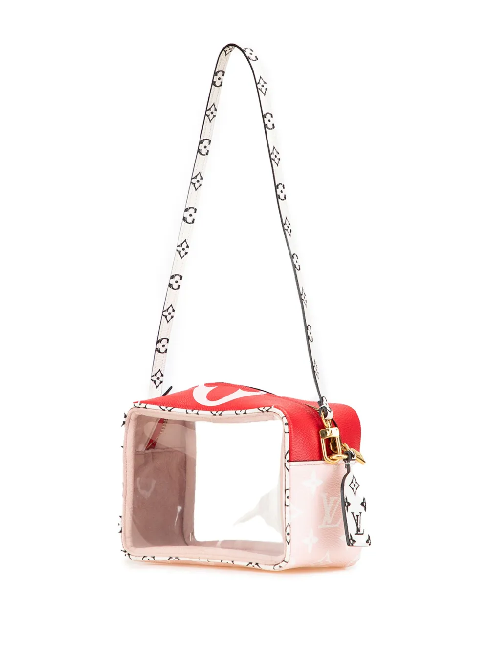 Pre-owned Louis Vuitton 2019 Monogram Giant Beach Pouch Shoulder Bag In Red