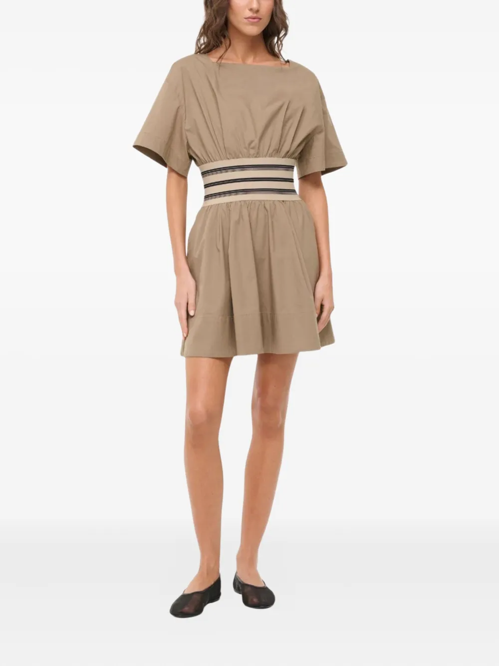 STAUD Amy square-neck striped dress - Toni neutri