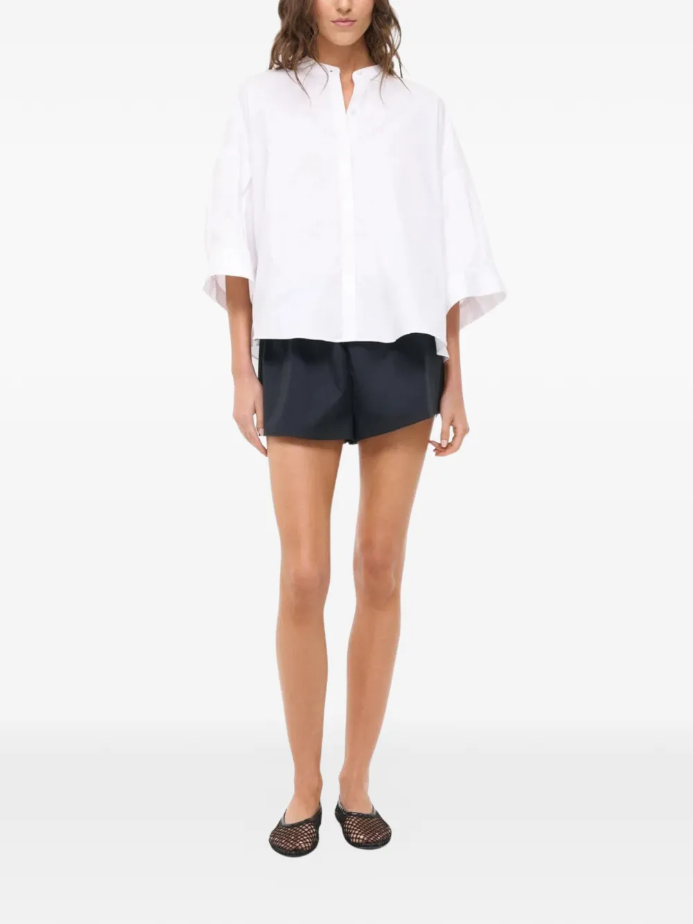  Staud Blusa Enzo Plisada - Blanco 